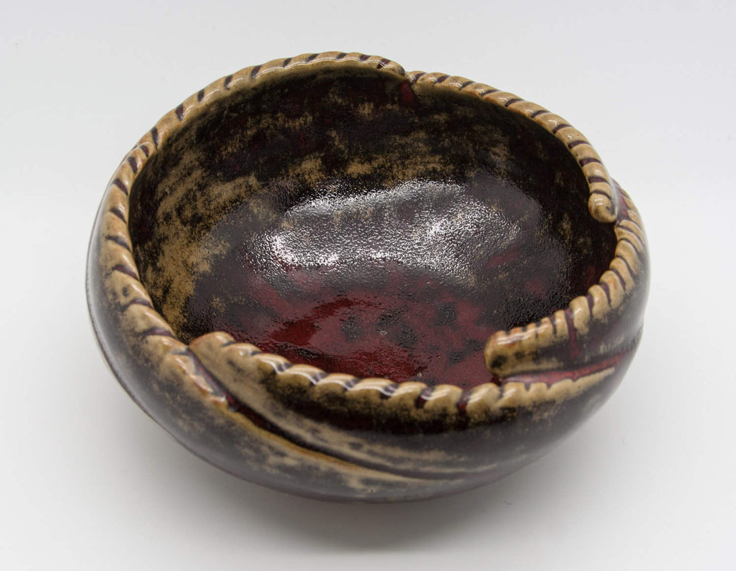HENNING NILSSON Höganäs Oxblood Glazed Riffled Rim Stoneware Bowl Mollaris.com