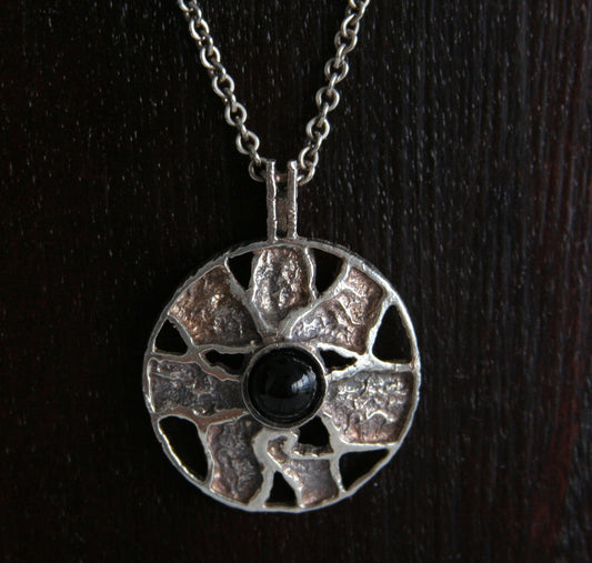 HERMANN SIERSBØL Modernist Onyx Cabochon Solid Sterling Silver Necklace Pendant (925S) Mollaris.com