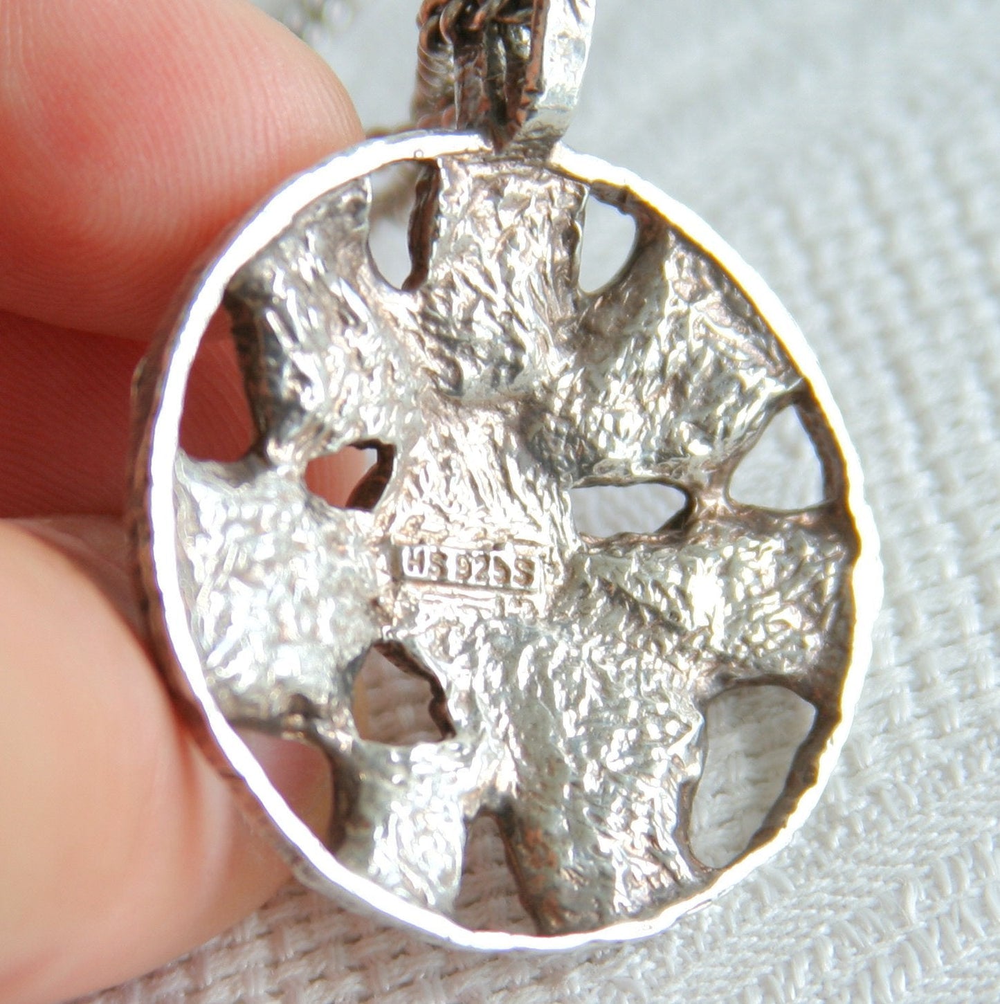 HERMANN SIERSBØL Modernist Amber Cabochon Solid Sterling Silver Necklace Pendant (925S) Mollaris.com