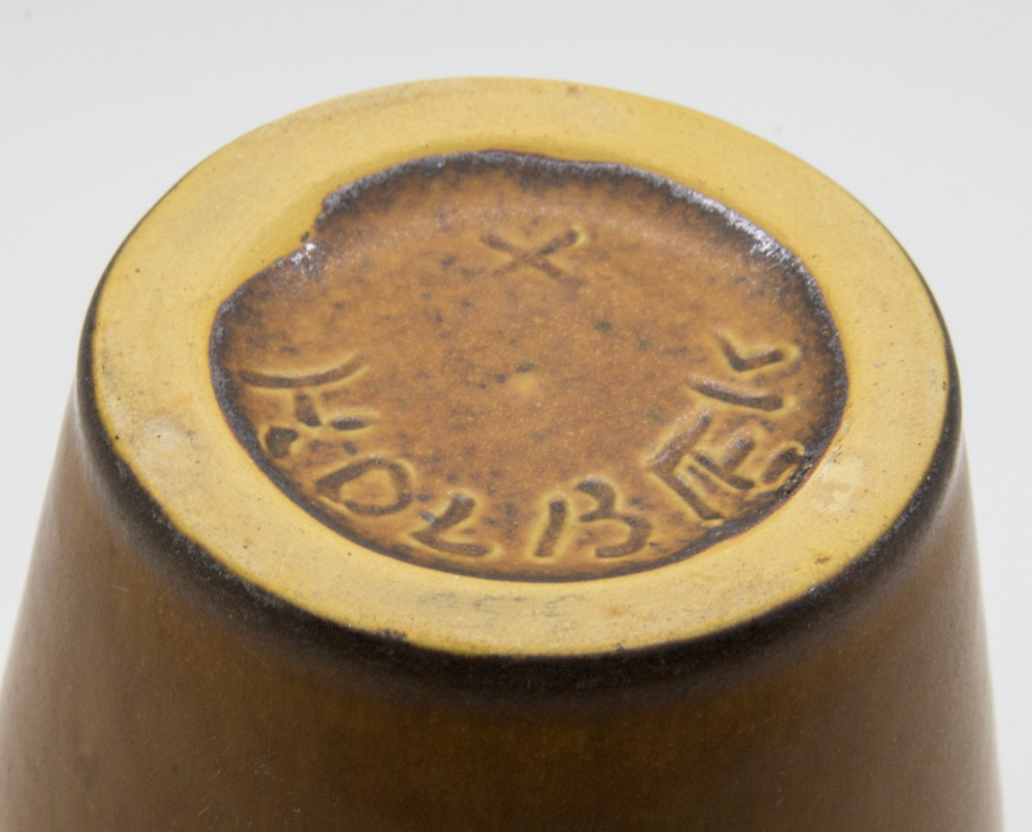 HOLBÆK LERVAREFABRIK Mustard Yellow Stoneware Vase Mollaris.com