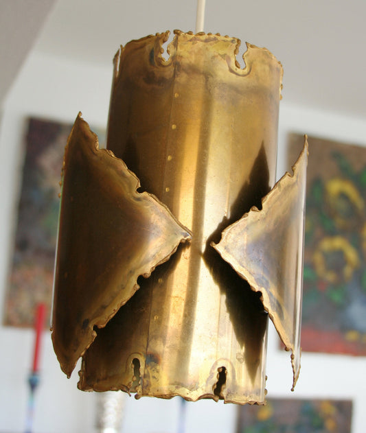 HOLM SØRENSEN Brutalist Flame Cut Brass Pendant Light Mollaris.com