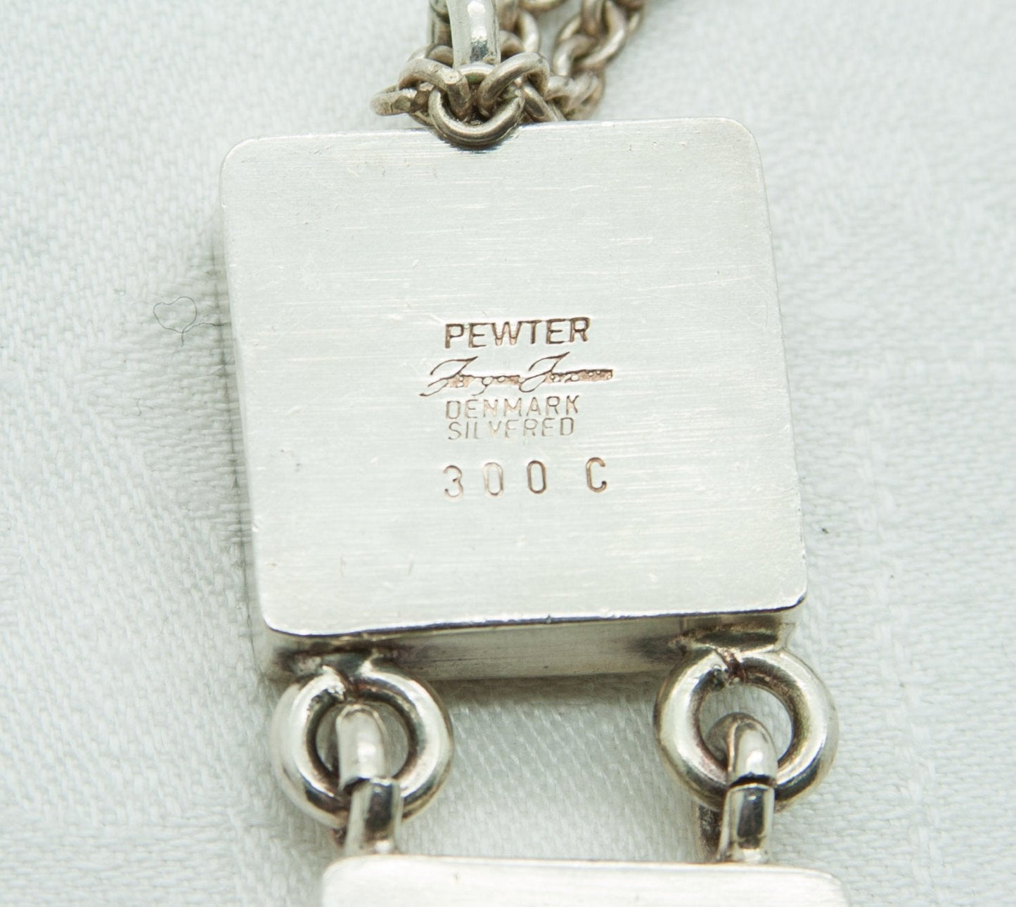 JØRGEN JENSEN Modernist Brutalist Silvered Pewter Tigers Eye Pendant Necklace Mollaris.com