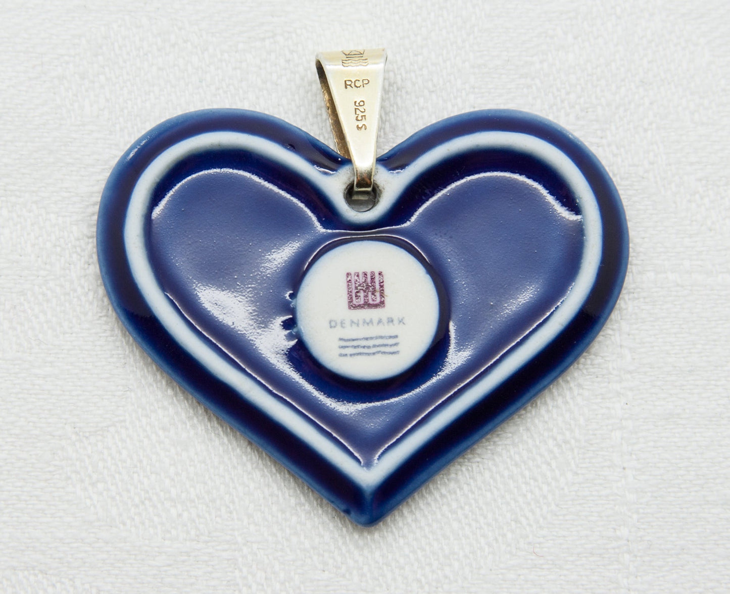 JENS WINDFELD HANSEN Royal Copenhagen Blue Decorated Porcelain Heart Pendant Mollaris.com