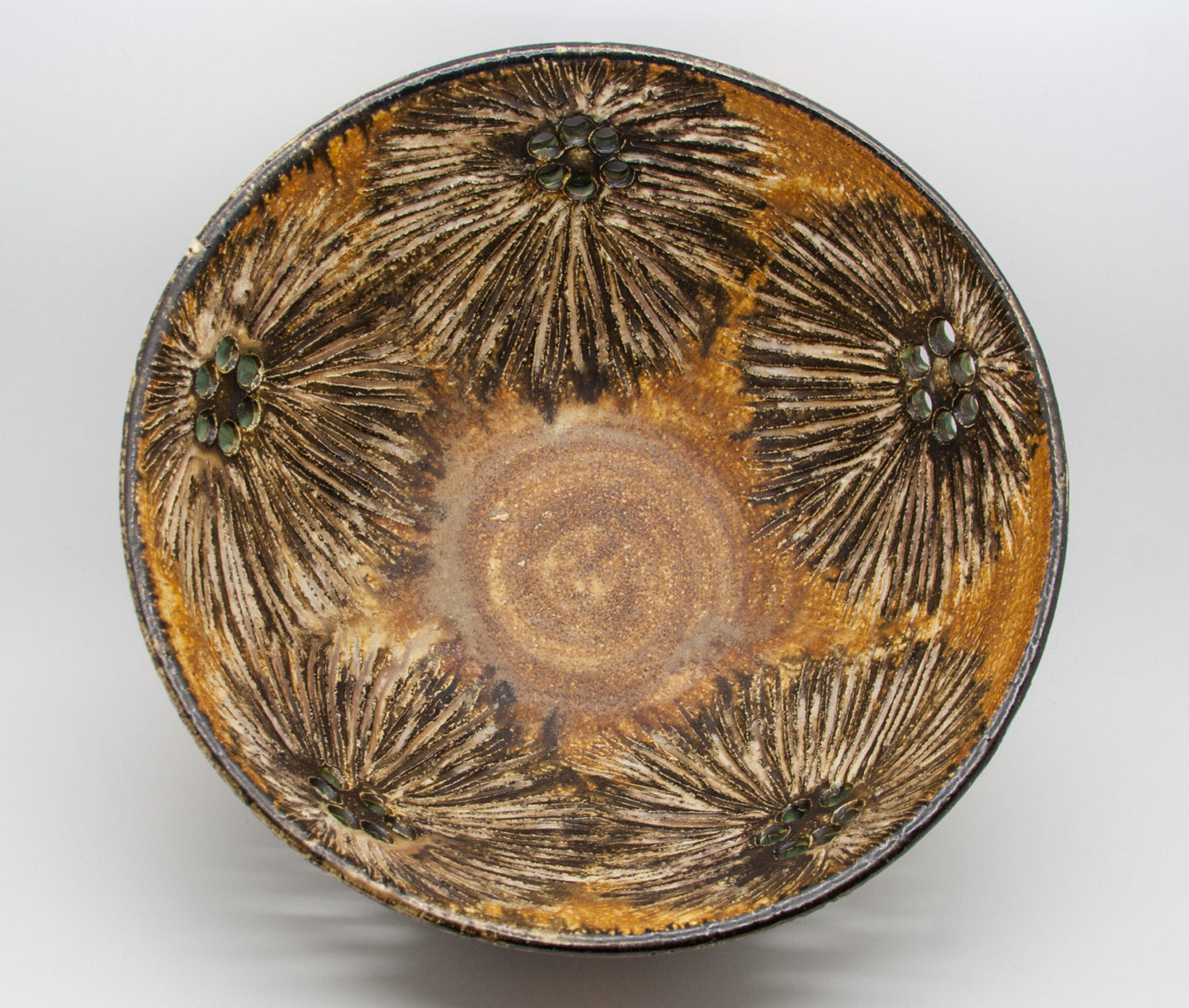 JETTE HELLERØE Large Abstract Sunflower Decorated Ceramic Bowl Mollaris.com