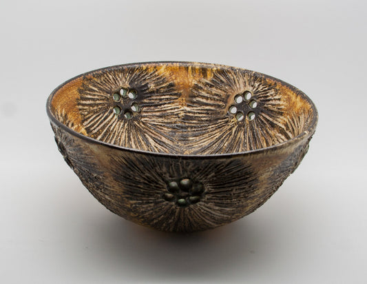 JETTE HELLERØE Large Abstract Sunflower Decorated Ceramic Bowl Mollaris.com