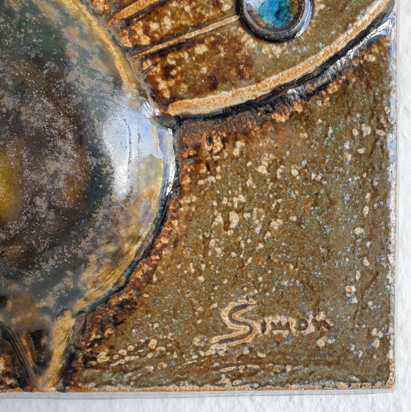 JOSEPH SIMON Søholm Peacock Stoneware Wall Plaque Mollaris.com