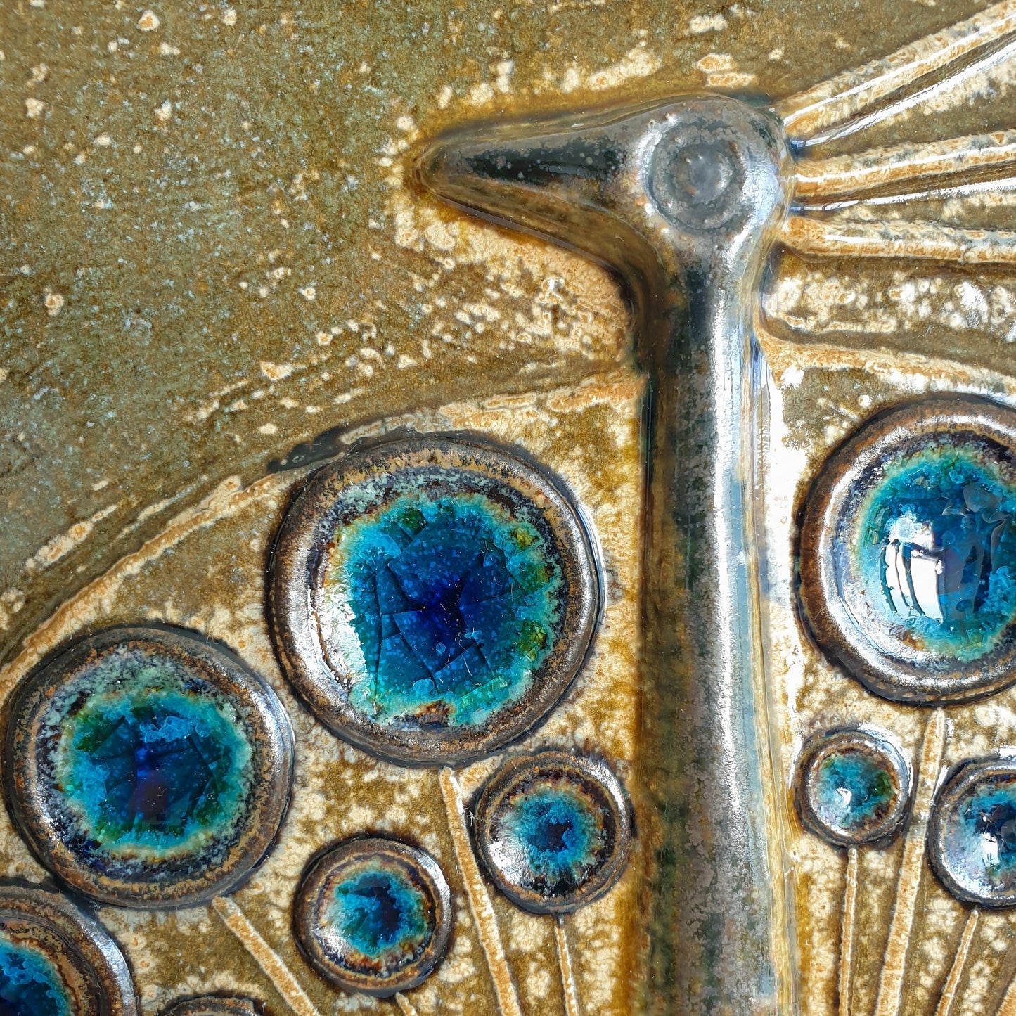 JOSEPH SIMON Søholm Peacock Stoneware Wall Plaque Mollaris.com
