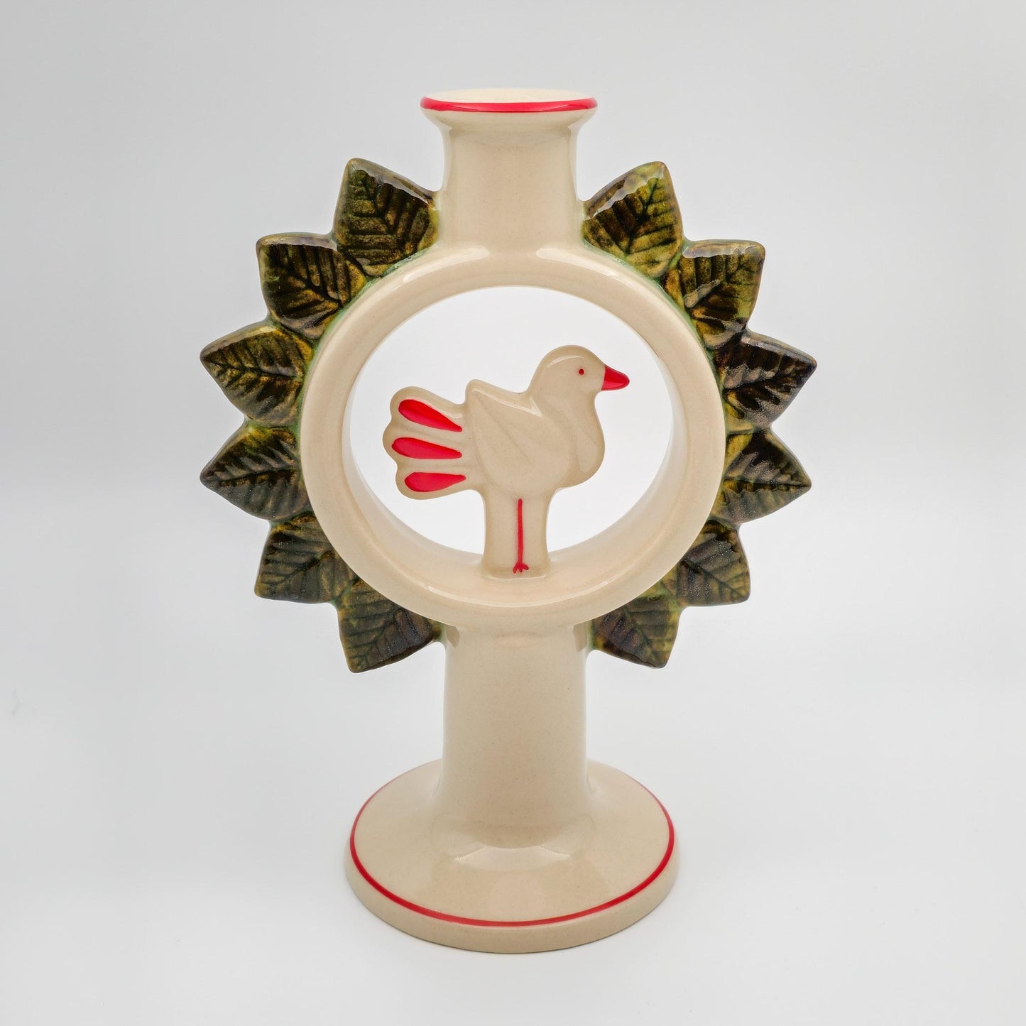 LISA LARSON Höganäs Bird Leaves Stoneware Candlestick Mollaris.com