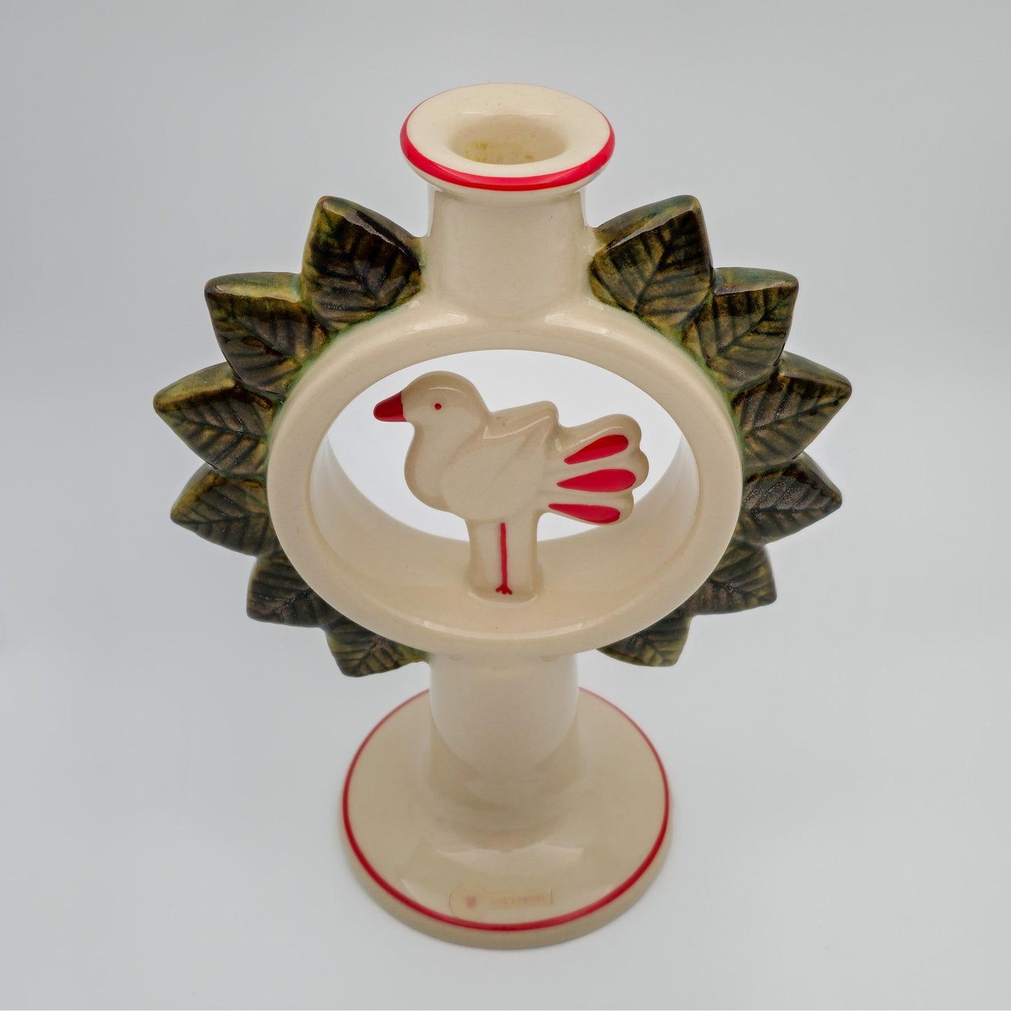 LISA LARSON Höganäs Bird Leaves Stoneware Candlestick Mollaris.com