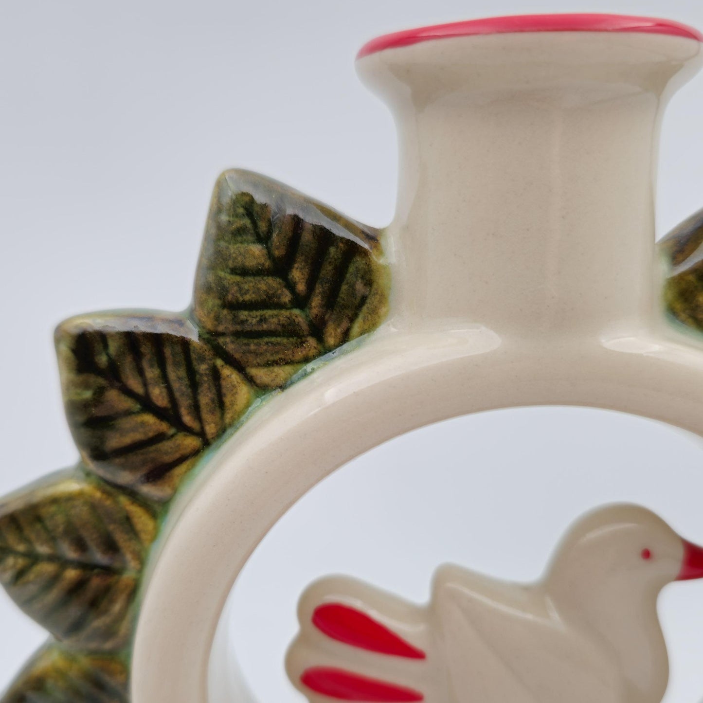 LISA LARSON Höganäs Bird Leaves Stoneware Candlestick Mollaris.com