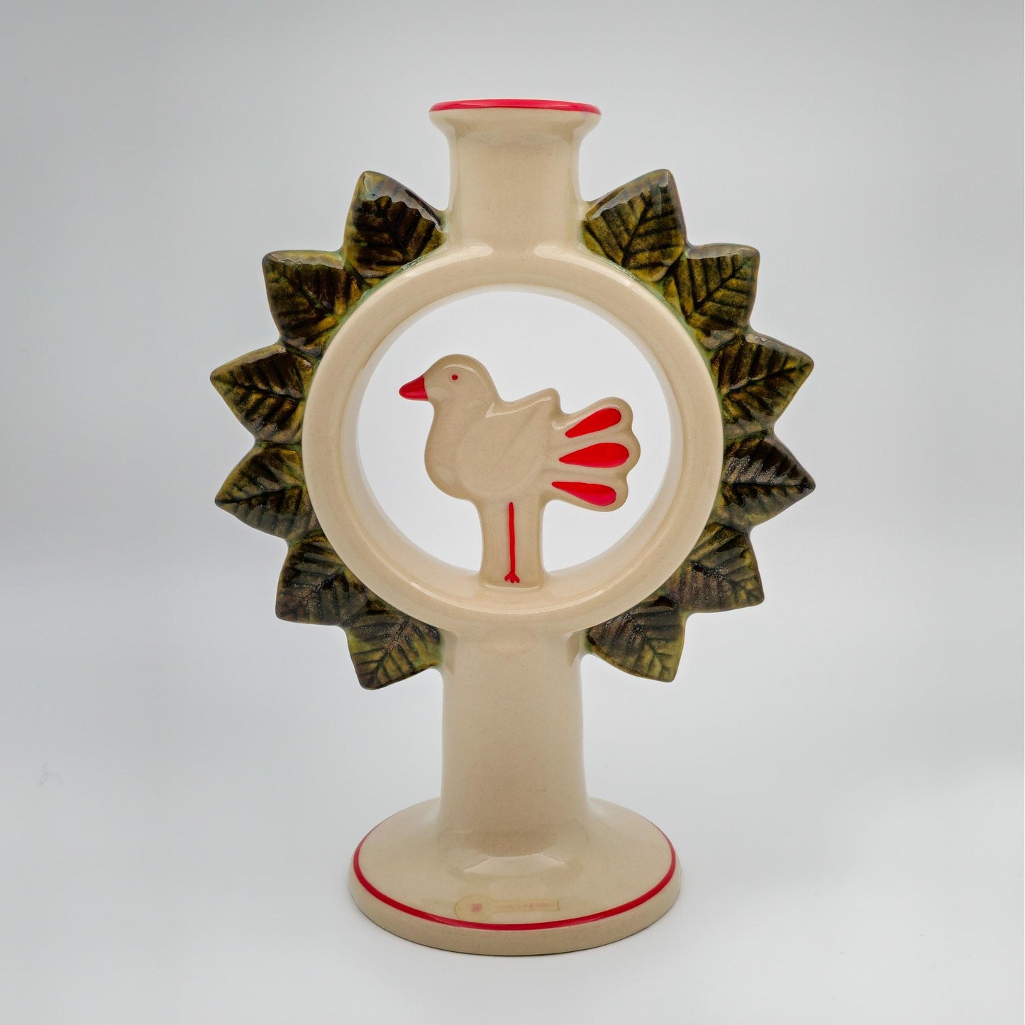 LISA LARSON Höganäs Bird Leaves Stoneware Candlestick Mollaris.com