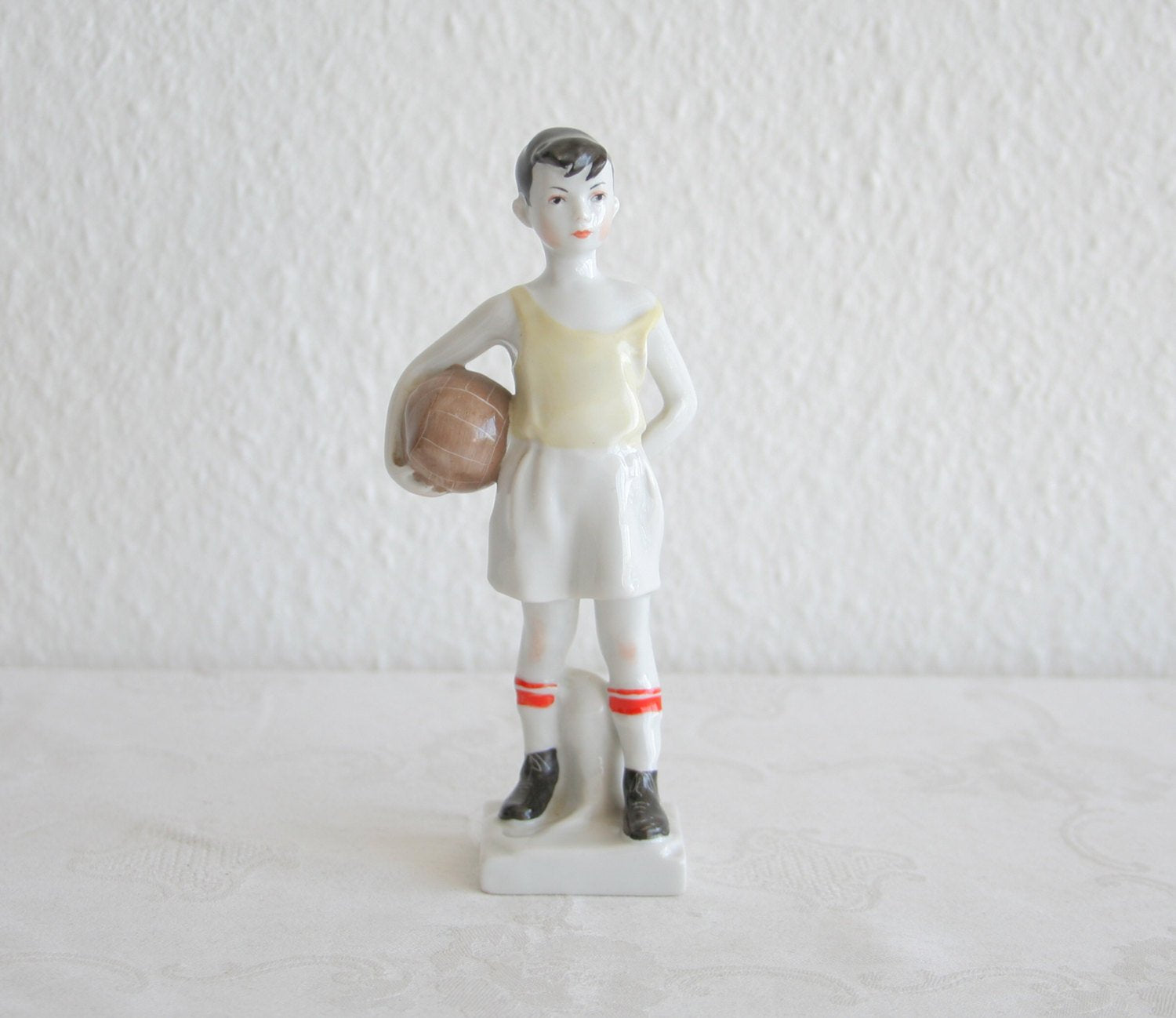 LOMONOSOV Boy Succor Player / Goal Keeper Porcelain Sculpture Mollaris.com