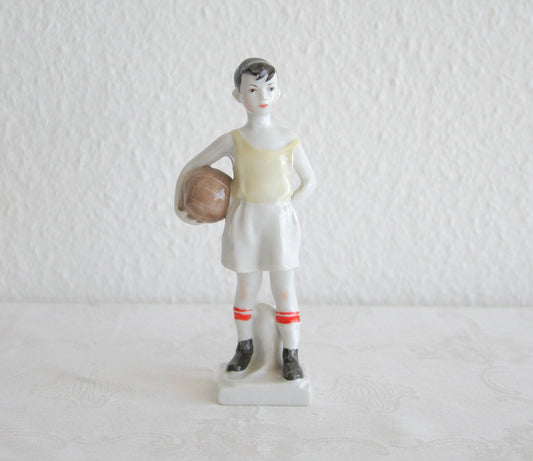LOMONOSOV Boy Succor Player / Goal Keeper Porcelain Sculpture Mollaris.com