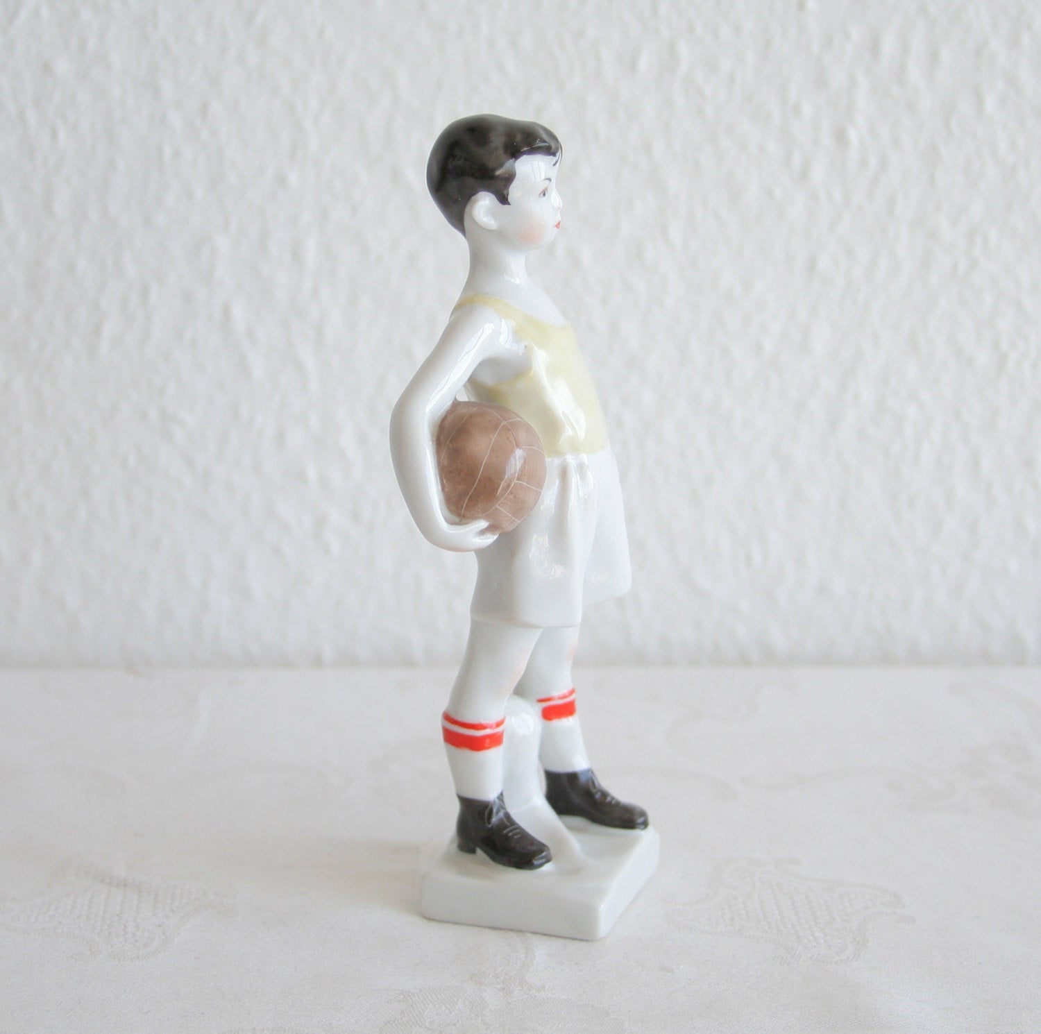 LOMONOSOV Boy Succor Player / Goal Keeper Porcelain Sculpture Mollaris.com