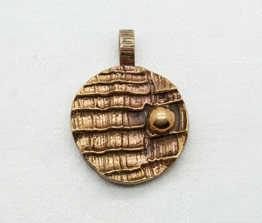 Modernist PENTTI SARPANEVA Brutalist Finnish Bronze Pendant Mollaris.com