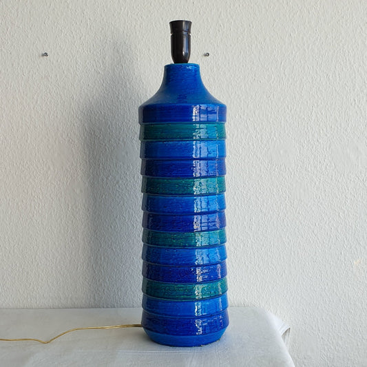 Monumental Bitossi ALDO LONDI Blue & Green Glazed Horizontal Bands Ceramic Table / Floor Lamp Mollaris.com