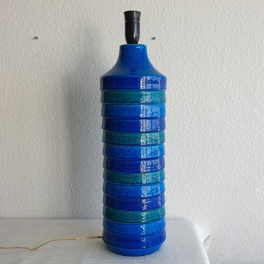 Monumental Bitossi ALDO LONDI Blue & Green Glazed Horizontal Bands Ceramic Table / Floor Lamp Mollaris.com