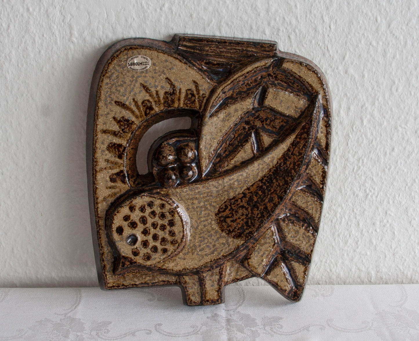 NOOMI BACKHAUSEN Søholm Abstract Bird Design Stoneware Wall Plaque Mollaris.com