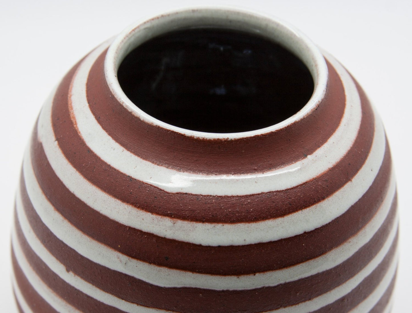 OSA Aase Frederiksen White Stripe Decorated Ceramic Vase Mollaris.com