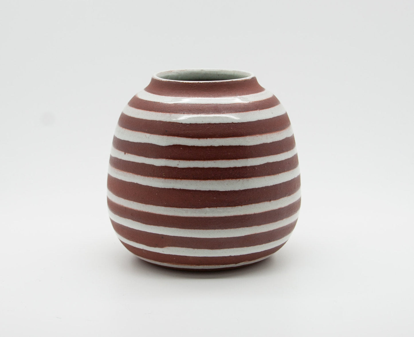 OSA Aase Frederiksen White Stripe Decorated Ceramic Vase Mollaris.com