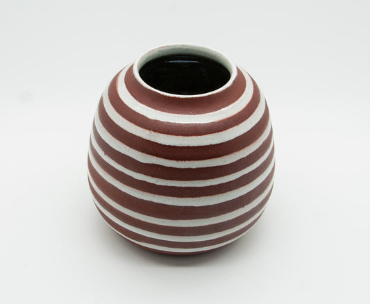 OSA Aase Frederiksen White Stripe Decorated Ceramic Vase Mollaris.com