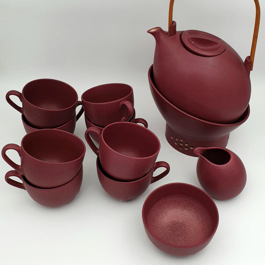 PER REHFELDT Søholm Tableware Dusty Burgundy Red ÅBO Ceramic Teapot set Mollaris.com