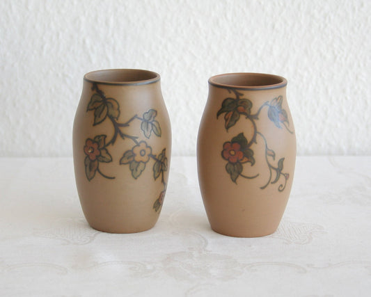 Pair of L. HJORTH Small Bird Decorated Ceramic Vases Mollaris.com