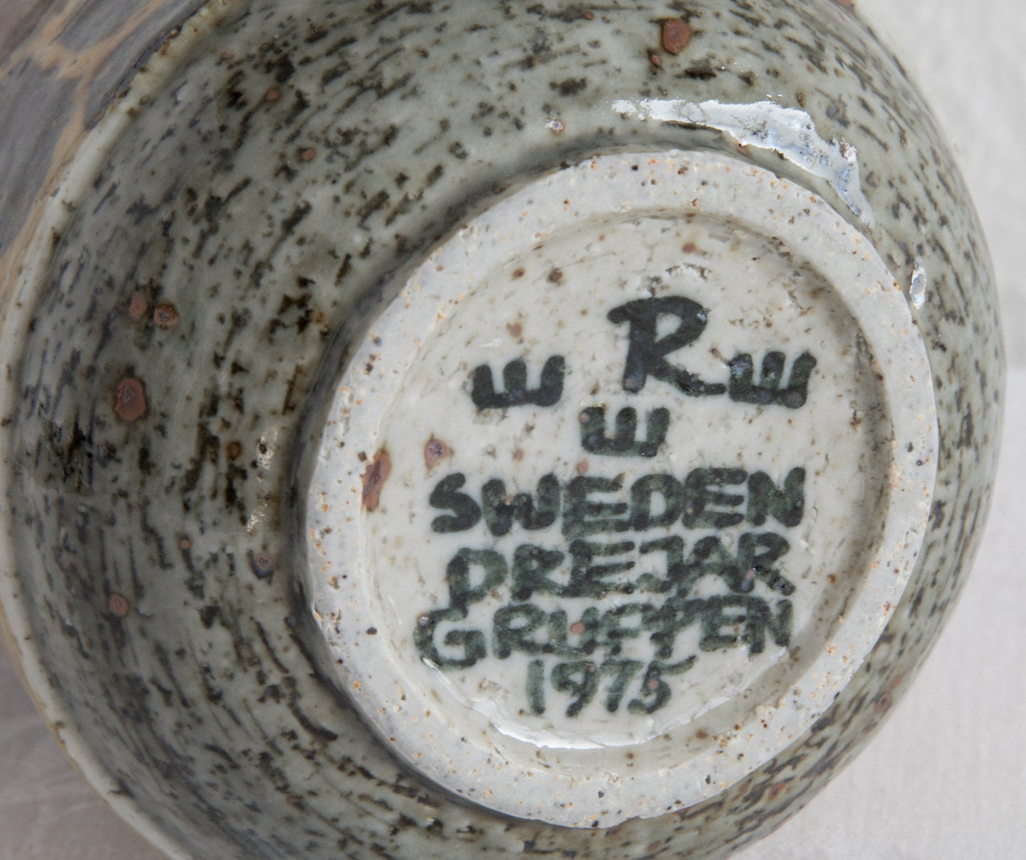 Rörstrand DREJAR GRUPPEN 1975 Large Decorated Chamotte Stoneware Vase Mollaris.com