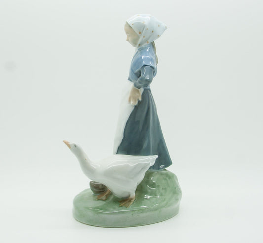 Royal Copenhagen CHRISTIAN THOMSEN Decorated Porcelain GIRL WITH GOOSE Figurine # 528 Mollaris.com