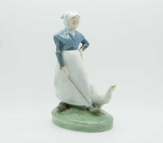 Royal Copenhagen CHRISTIAN THOMSEN Decorated Porcelain GIRL WITH GOOSE Figurine # 528 Mollaris.com