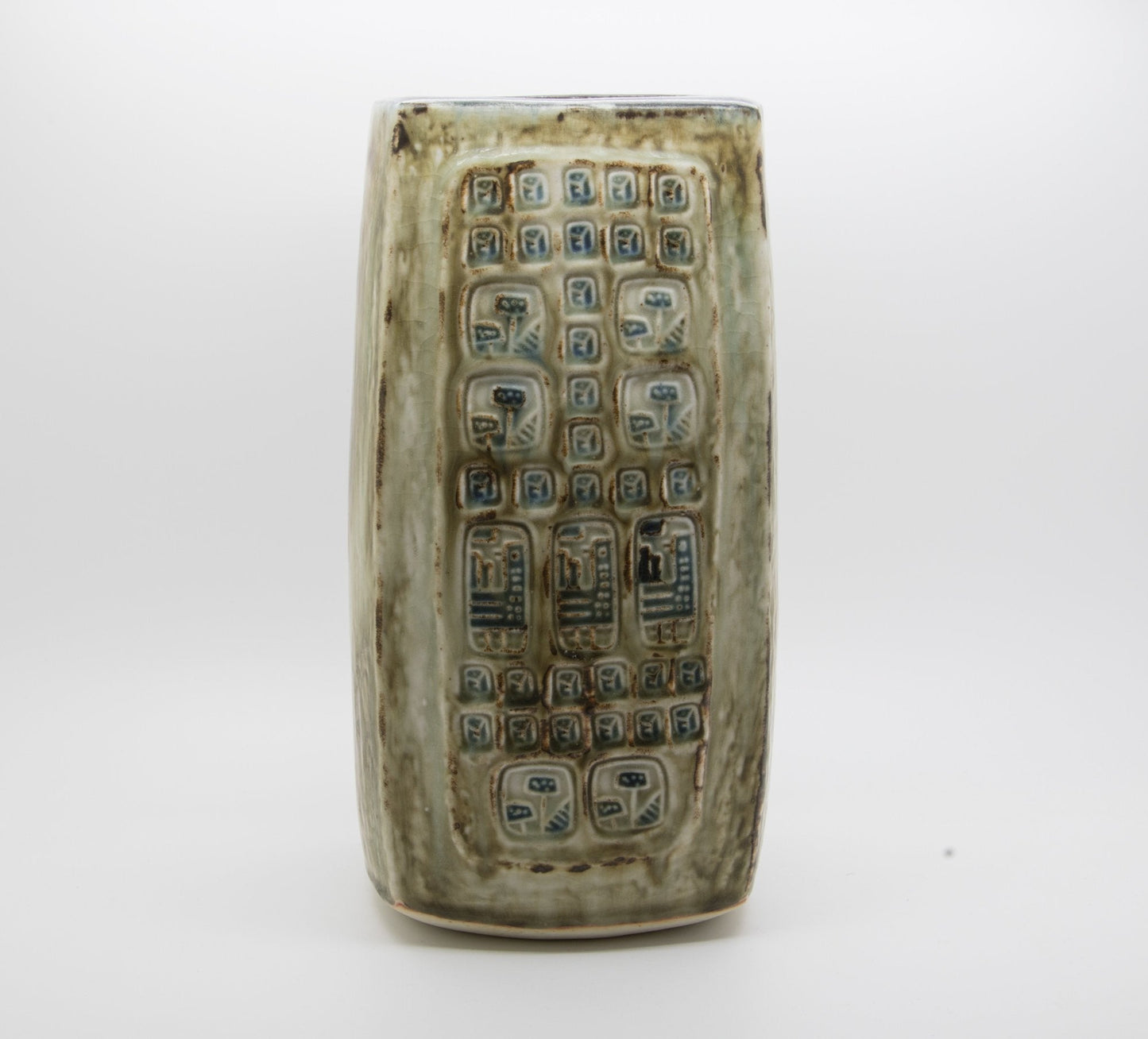Royal Copenhagen JØRGEN MOGENSEN Large Square Sung Glazed Stoneware Vase Mollaris.com