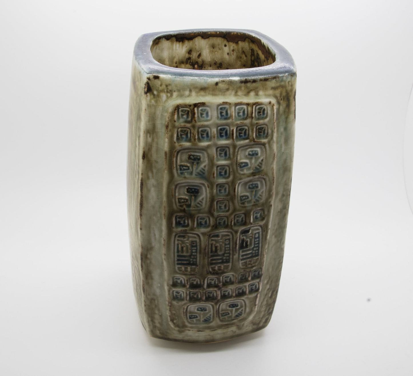 Royal Copenhagen JØRGEN MOGENSEN Large Square Sung Glazed Stoneware Vase Mollaris.com