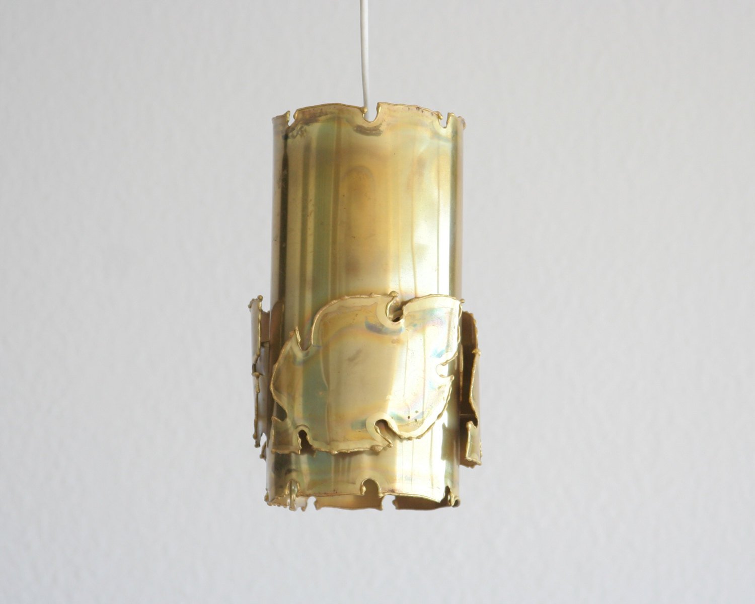 SVEN AAGE HOLM SØRENSEN Modernist BRUTALIST Oxidized Brass Pendant Light Mollaris.com