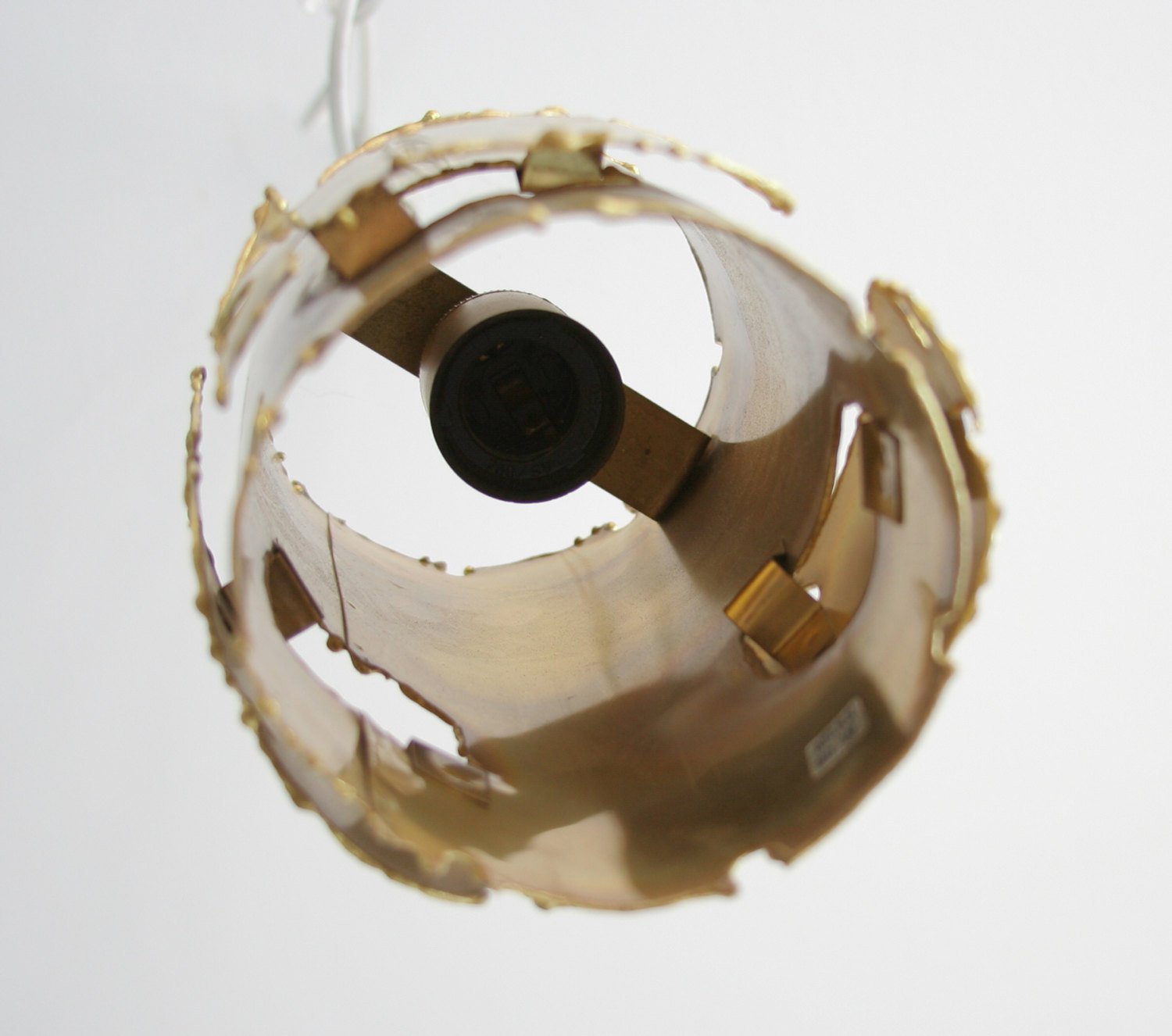 SVEN AAGE HOLM SØRENSEN Modernist BRUTALIST Oxidized Brass Pendant Light Mollaris.com