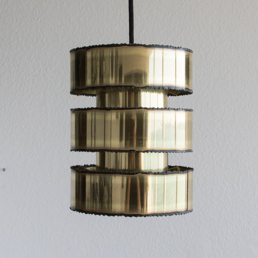 SVEN AAGE HOLM SØRENSEN Modernist BRUTALIST Cylinder Oxidized Brass Pendant Light Mollaris.com