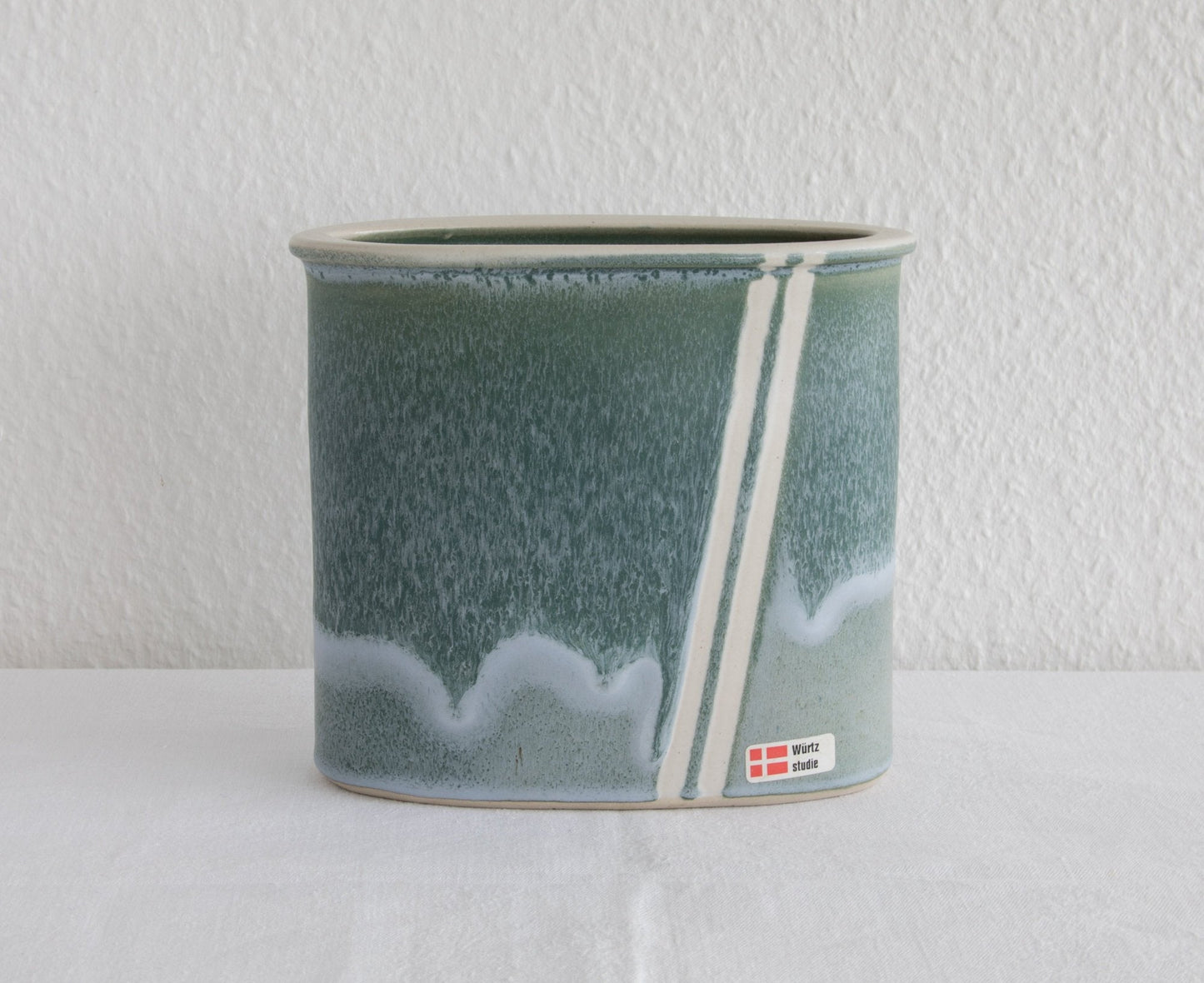 WÜRTZ Ceramics Contemporary Grey Beige Glazed Stoneware Letter Vase Mollaris.com