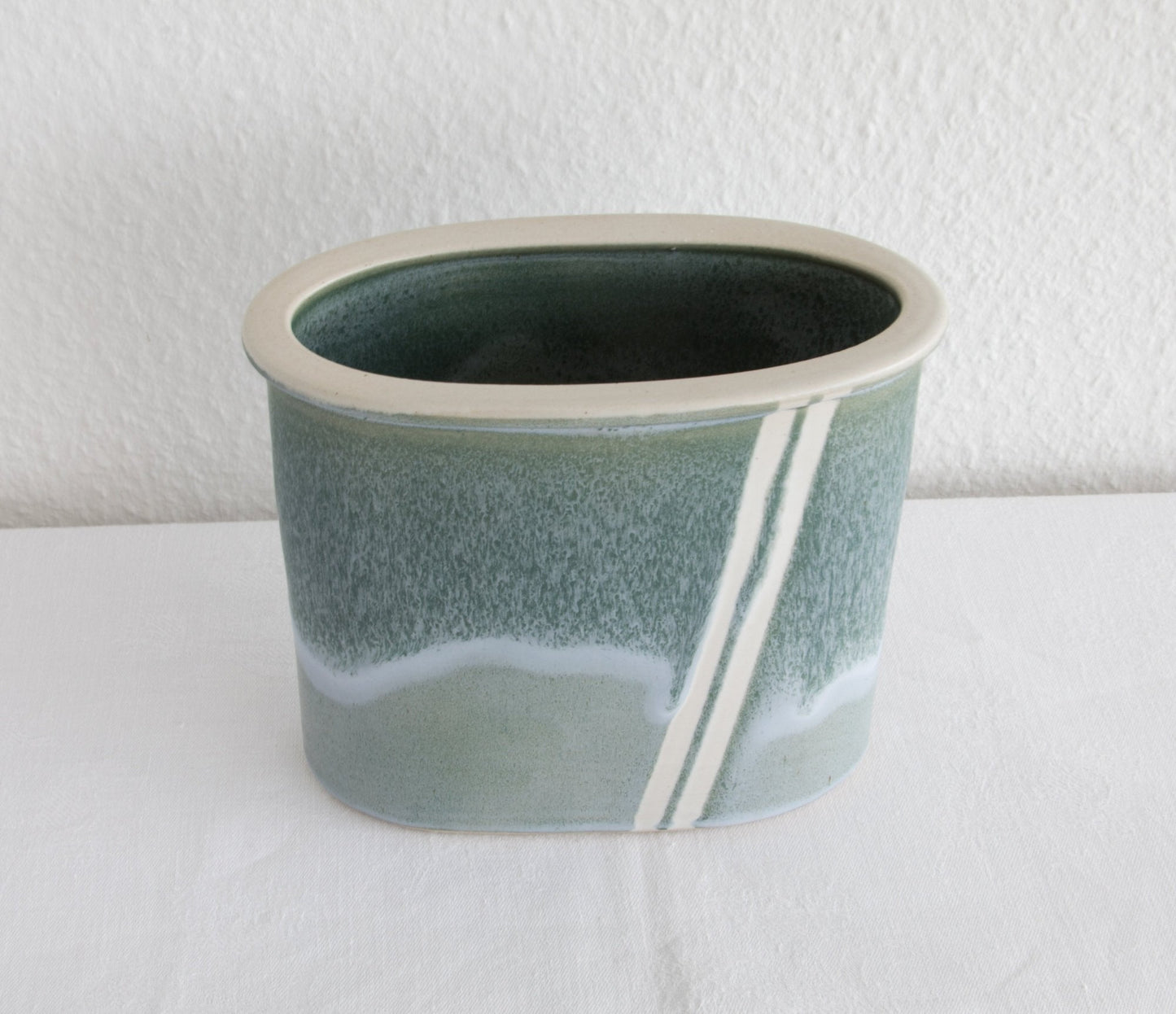 WÜRTZ Ceramics Contemporary Grey Beige Glazed Stoneware Letter Vase Mollaris.com