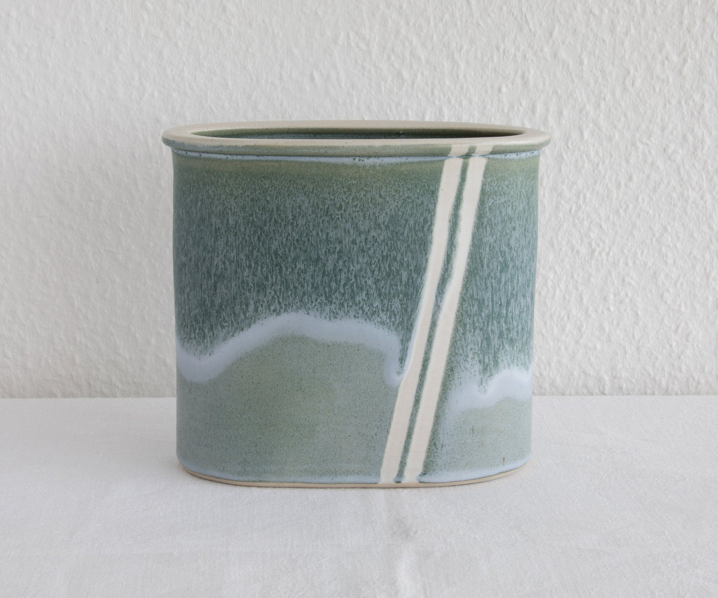 WÜRTZ Ceramics Contemporary Grey Beige Glazed Stoneware Letter Vase Mollaris.com