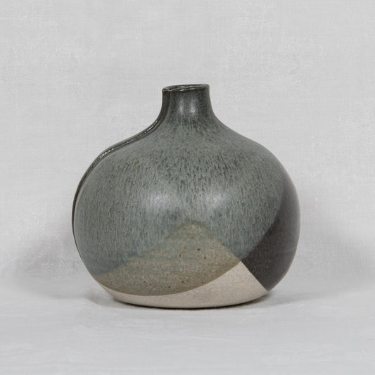 WÜRTZ Ceramics Contemporary Bulbous Grey-Patterned Glazed Stoneware Vase Mollaris.com