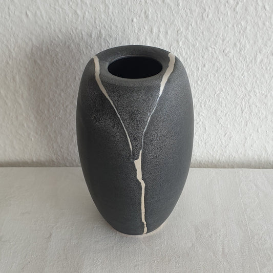 WÜRTZ Ceramics Contemporary Grey-Patterned Glazed Stoneware Vase Mollaris.com