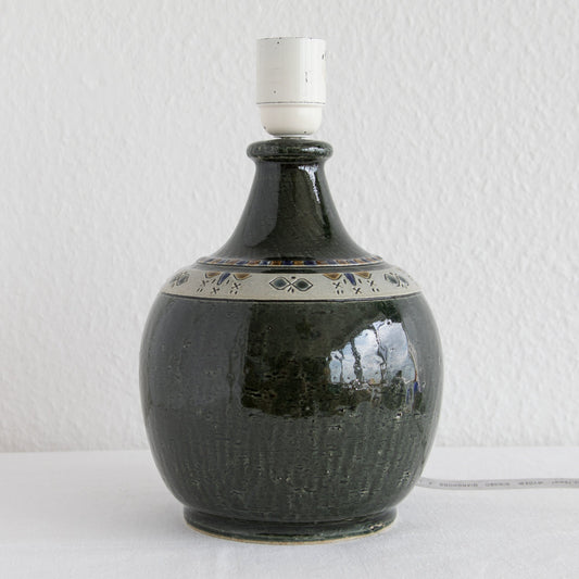 YNGVE BLIXT Höganäs Dark Green Glazed Stoneware Table Lamp Mollaris.com