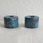2 x ARN for Raymor Turquoise Black Glazed Studio Ceramic Candle Holders Mollaris.com 