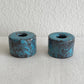 2 x ARN for Raymor Turquoise Black Glazed Studio Ceramic Candle Holders Mollaris.com 