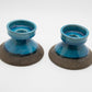2 x JOHANNES ANDERSEN Blue Glazed Ceramic Candle Holders Mollaris.com 