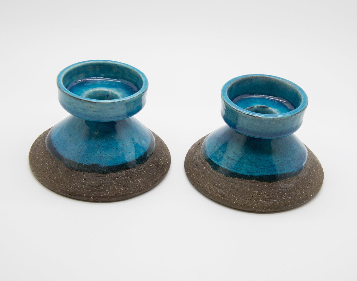 2 x JOHANNES ANDERSEN Blue Glazed Ceramic Candle Holders Mollaris.com 