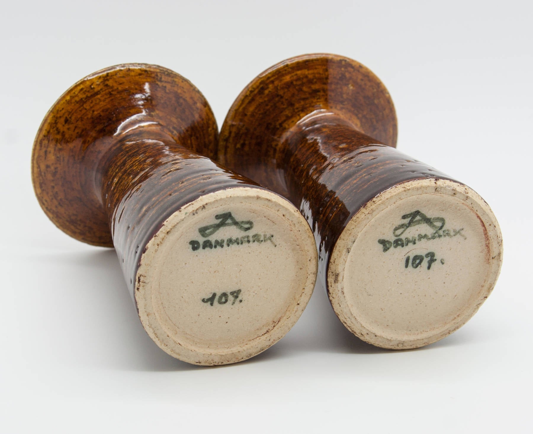 2 x JOHANNES ANDERSEN Brown Glazed Ceramic Candle Holders Mollaris.com 