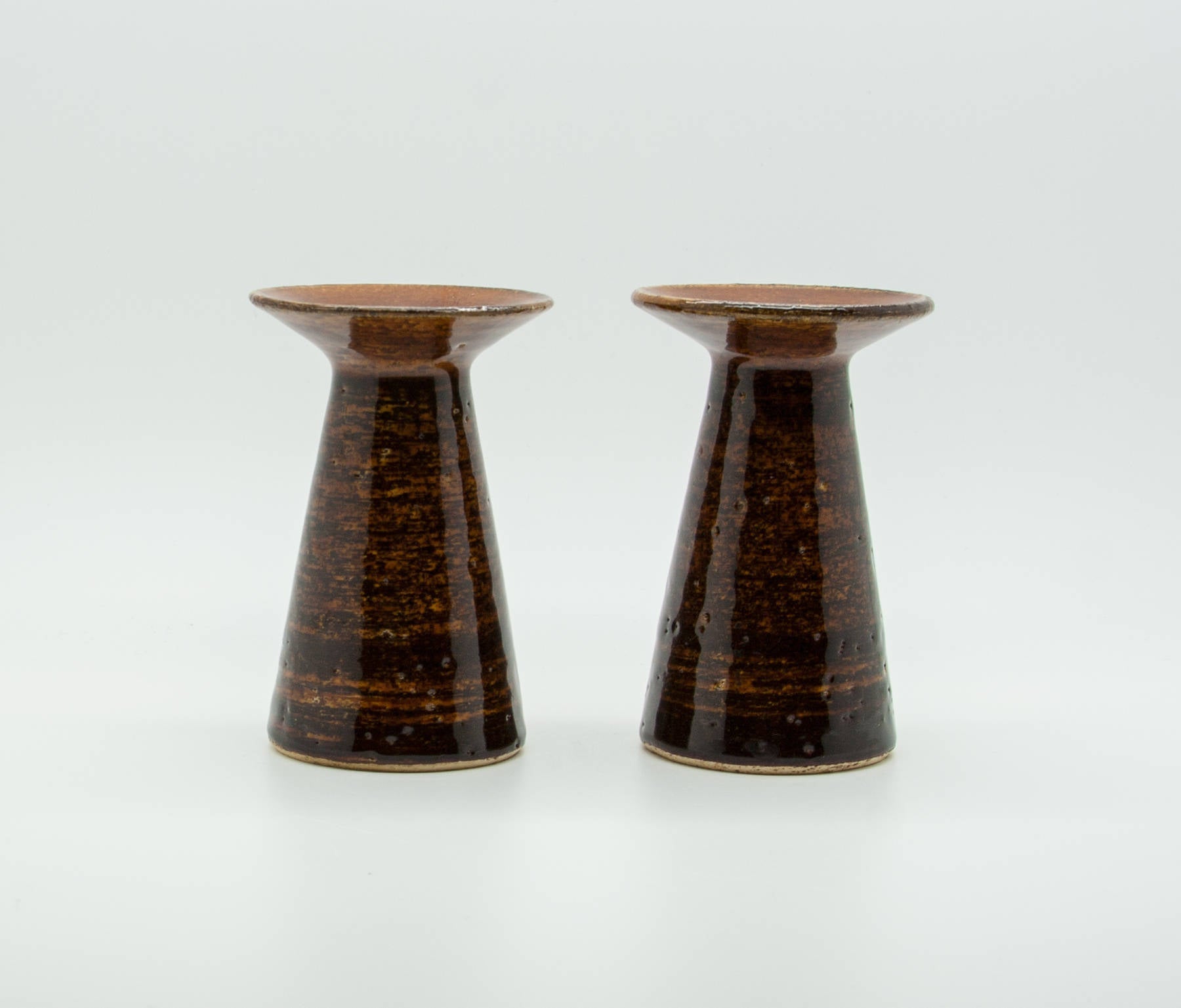 2 x JOHANNES ANDERSEN Brown Glazed Ceramic Candle Holders Mollaris.com 