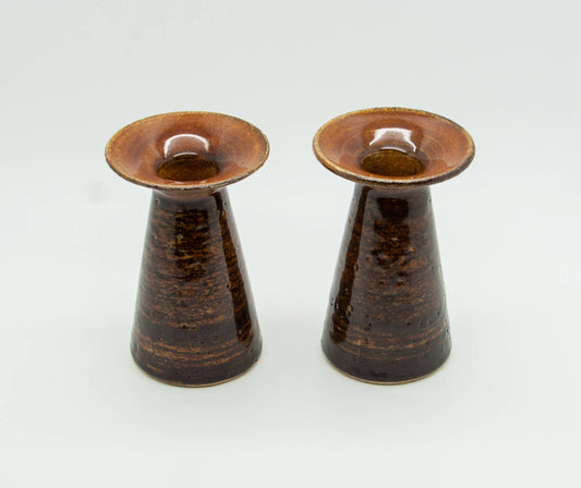 2 x JOHANNES ANDERSEN Brown Glazed Ceramic Candle Holders Mollaris.com 