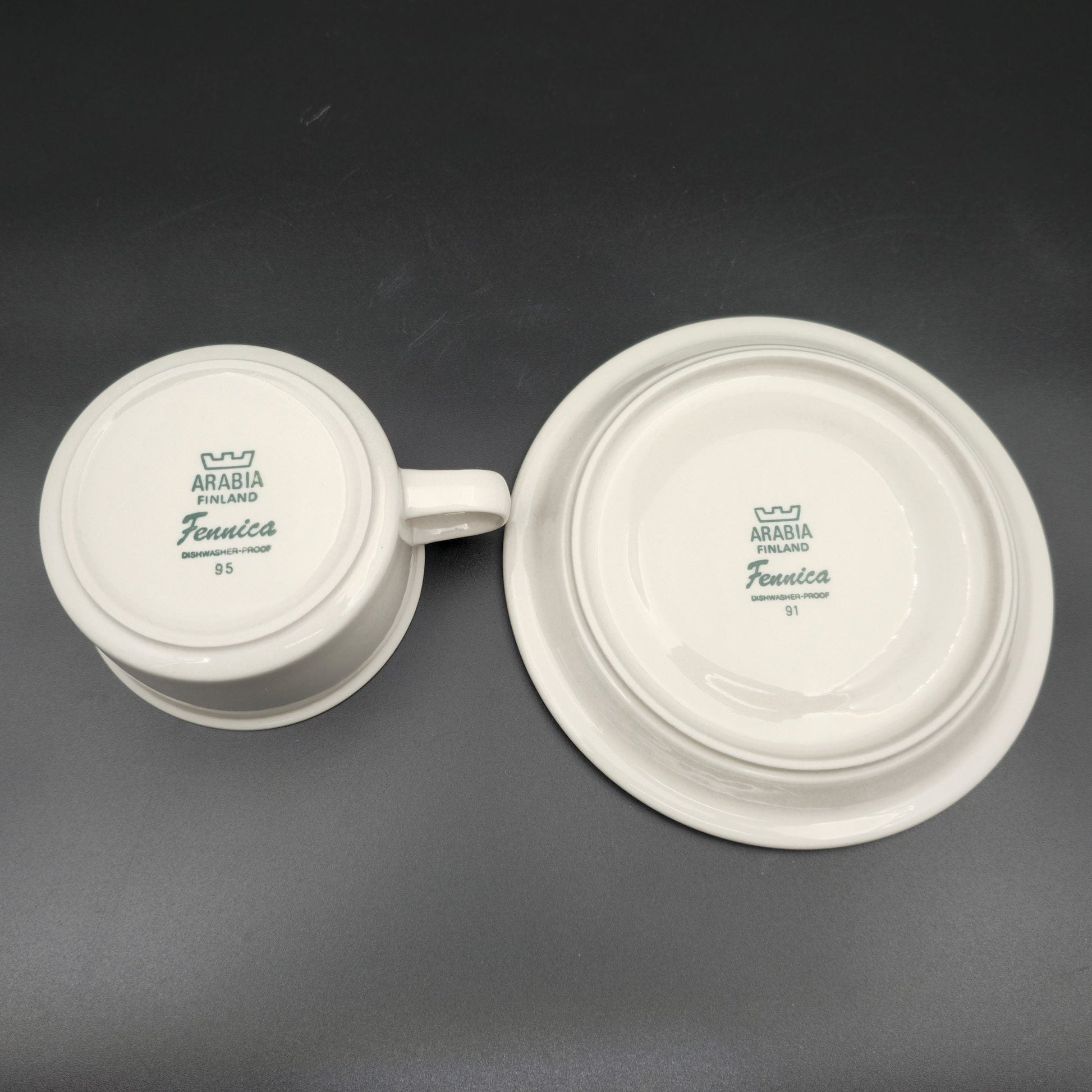 4 x Arabia RICHARD LINDH Tableware FENNICA Stoneware Tea Cup + Saucer Set Mollaris.com 