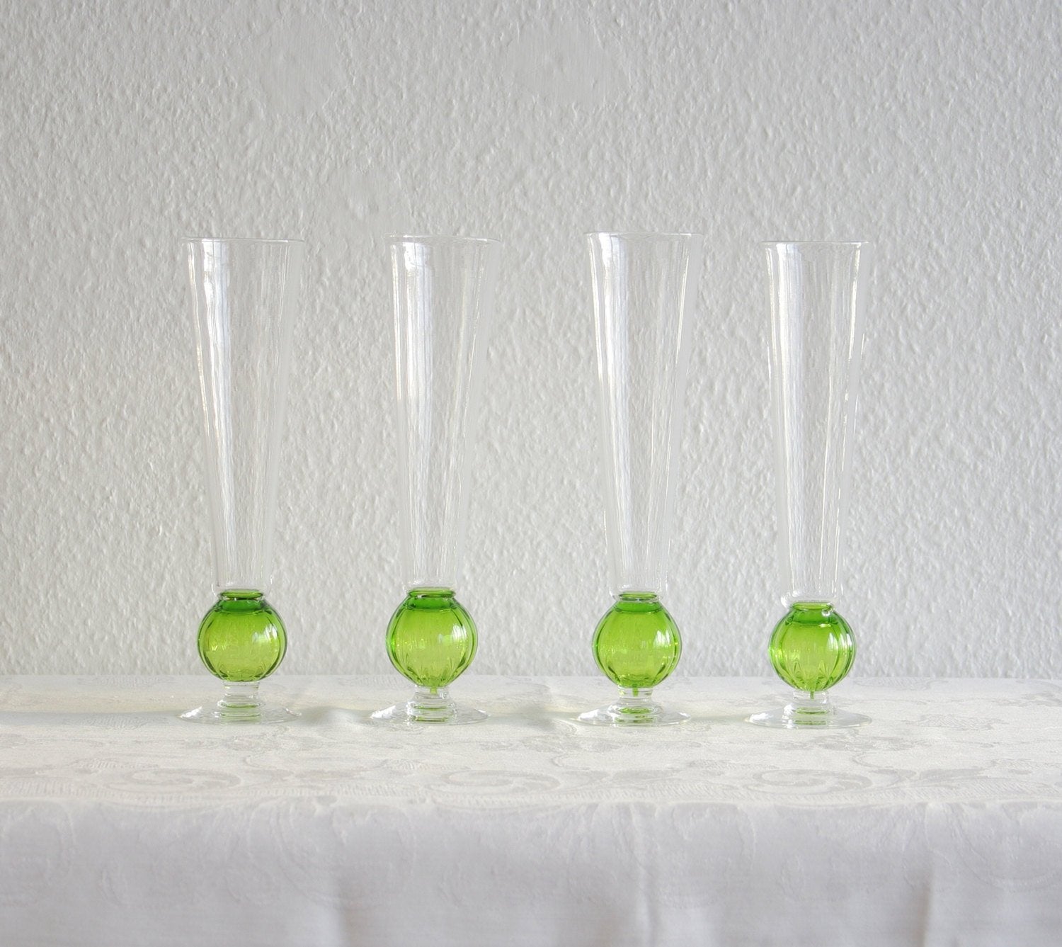 4 x PETER SVARRER Studio Art Glass Champagne Flutes Mollaris.com 